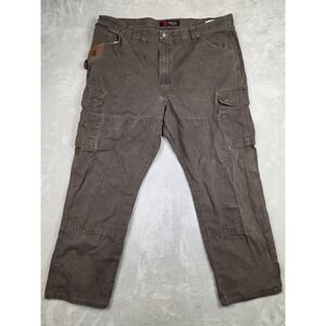 Riggs Workwear Cargo Pants Mens 46x32 Brown Double Knee Carpenter Ripstop